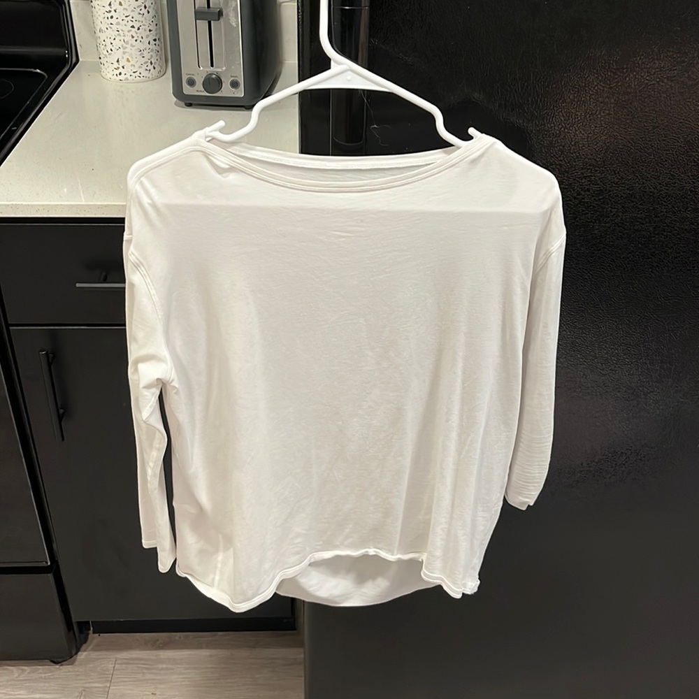 White lulu relaxed fit wide neck long sleeve